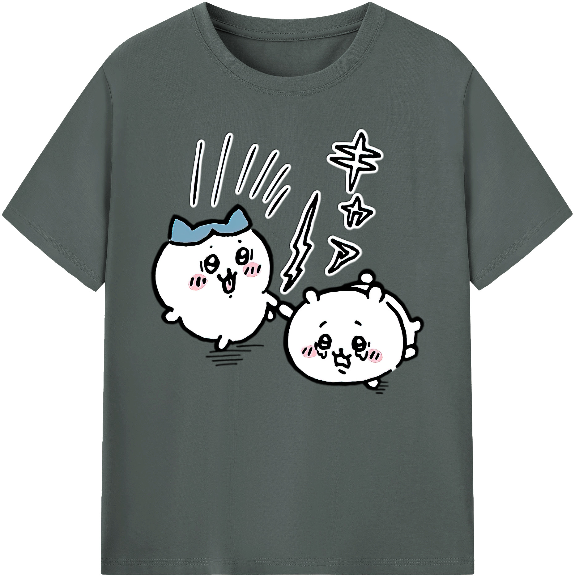 （画像用） ちいかわ ハチワレ Chii-kawa hachiware 綿100％ メンズ半袖Tシャツ｜肌触りやわらか＆通気性